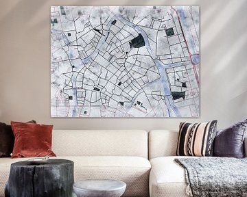 Map of Gent centrum with the style 'White Winter' by Maporia