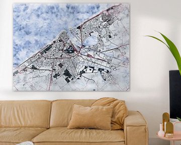 Kaart van Oostende in de stijl 'White Winter' van Maporia