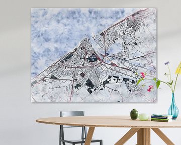 Map of Oostende with the style 'White Winter' by Maporia