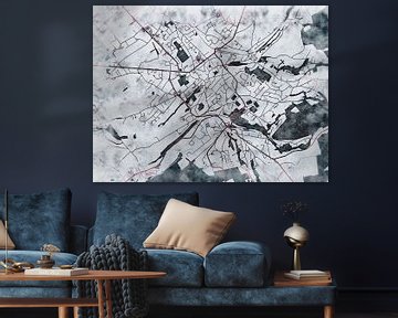 Kaart van Eupen in de stijl 'White Winter' van Maporia
