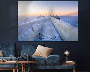 Sunrise Afsluitdijk winter by Henk-Jan Hospes