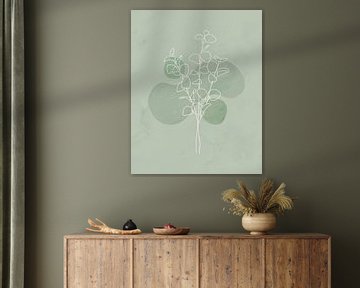 Minimalistische illustratie van eucalyptus-takken van Tanja Udelhofen