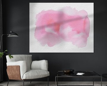 Abstracte roze wolk in aquarel. Minimalistisch schilderij. van Dina Dankers