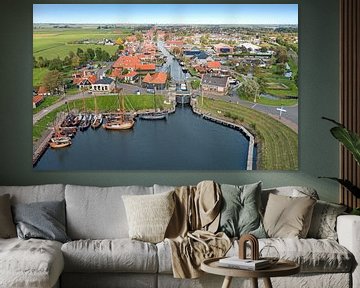 Luchtfoto van het stadje Workum in Friesland Nederland van Eye on You