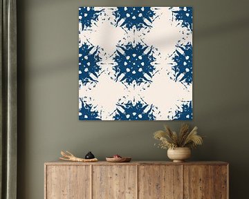 Shibori or tie dye vintage inspired pattern  in blue and beige 4 by Dina Dankers