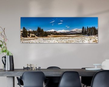 Panorama Tuolumne Meadows in de sneeuw bij Tioga Pass Yosemite National Park California USA van Dieter Walther