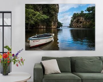 Rowing boat on the water in Cuba by Evelien Heeren