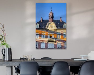 Colored stripes across the facade of the courthouse in Aarhus by Marc Venema