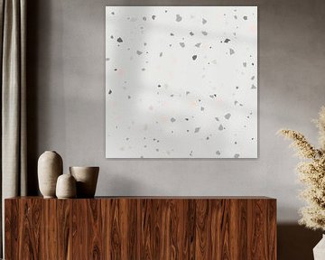 Abstract Terrazzo behang in pastel Grijs, Roze en Beige van Dina Dankers