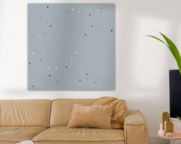 Abstract Terrazzo wallpaper in pastel grey, blue, orange and pink. by Dina Dankers