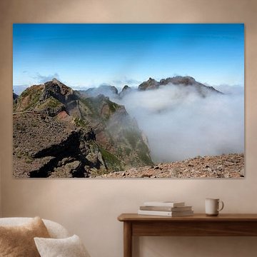 the high mountains at madeira island called pico arieiro, the top is 1818 meters above sea level