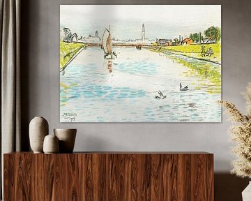 Kanal mit Segelschiff by Jan Toorop