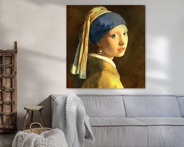 Het meisje met de parel en blauwe contactlenzen van Digital Art Studio