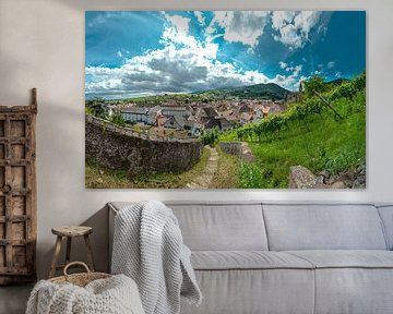 A village in the middle of the vineyards, Ribeauville, Alsace, France by Rene van der Meer