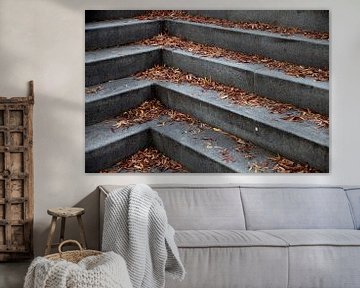 Real life still life stairs with leaves by Lilian Bisschop