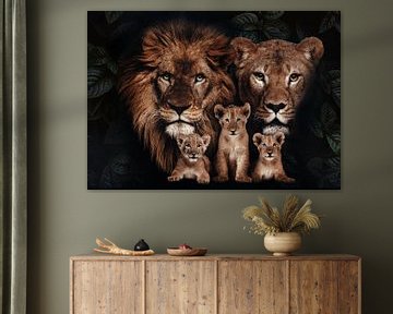 leeuwen gezin met 3 welpen van Bert Hooijer