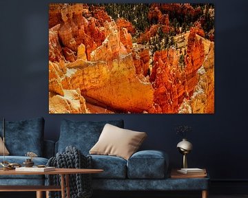 Landschap betoverende Hoodoos Amphitheatre in Bryce Canyon National Park Utah USA van Dieter Walther