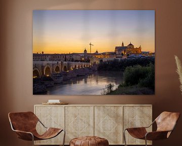 De Romeinse brug van Córdoba tijdens zonsondergang | Reisfotografie Andalusië, Spanje van Teun Janssen