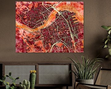 Kaart van Linz centrum in de stijl 'Amber Autumn' van Maporia