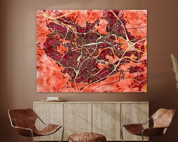 Kaart van Villach in de stijl 'Amber Autumn' van Maporia