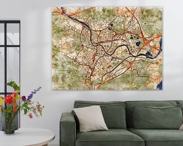 Map of Villach with the style 'Serene Summer' by Maporia