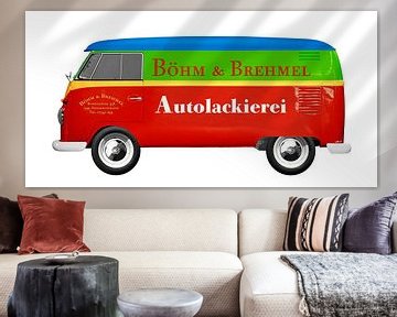 VW Bus mit Werbung