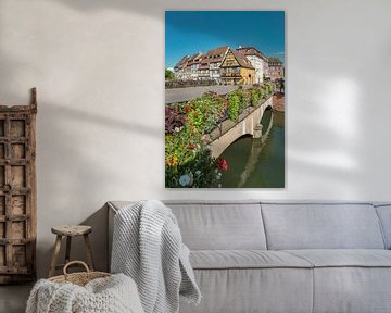 La Petite Venise, Vakwerk huizen, Quai de la Poissonnerie, Colmar, Alsace, Frankrijk van Rene van der Meer