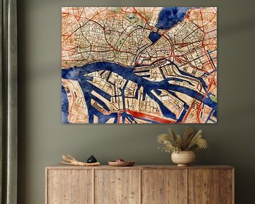 Map of Hamburg centrum with the style 'Serene Summer' by Maporia