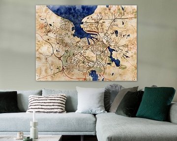 Karte von Wismar im stil 'Serene Summer' von Maporia