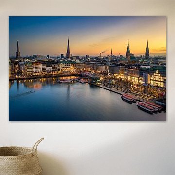 Sonnenuntergang Skyline von Hamburg