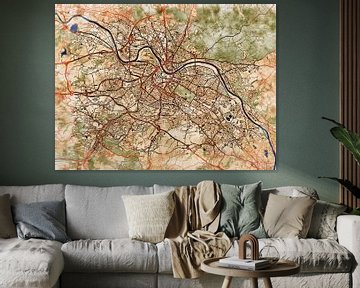 Map of Dresden with the style 'Serene Summer' by Maporia