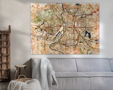 Map of Halle (Saale) with the style 'Serene Summer' by Maporia