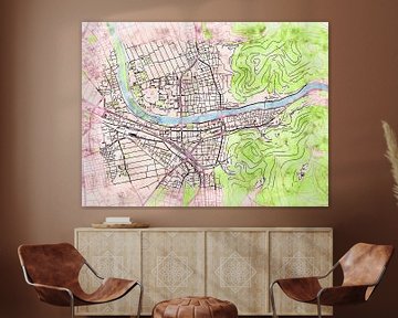 Kaart van Heidelberg in de stijl 'Soothing Spring' van Maporia