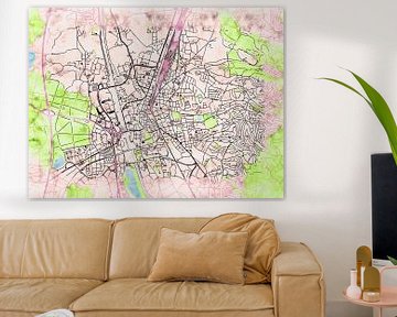 Map of Offenburg with the style 'Soothing Spring' by Maporia