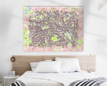 Kaart van Berlijn in de stijl 'Soothing Spring' van Maporia