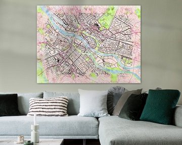 Kaart van Bremen centrum in de stijl 'Soothing Spring' van Maporia