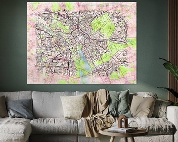Kaart van Hannover in de stijl 'Soothing Spring' van Maporia