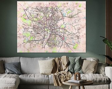 Map of Oldenburg with the style 'Soothing Spring' by Maporia