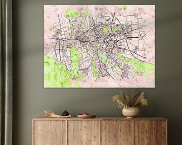 Map of Hildesheim with the style 'Soothing Spring' by Maporia