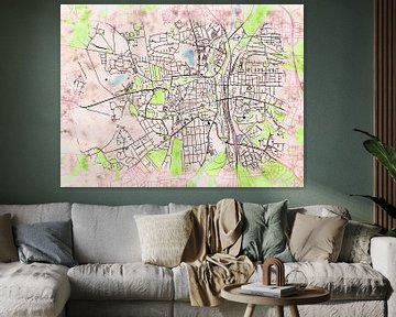 Map of Lüneburg with the style 'Soothing Spring' by Maporia