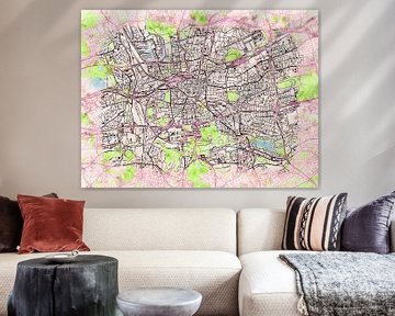 Map of Dortmund with the style 'Soothing Spring' by Maporia