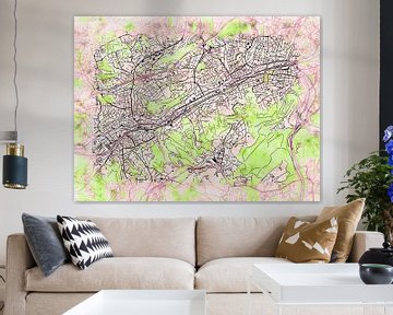 Map of Wuppertal with the style 'Soothing Spring' by Maporia
