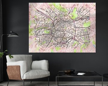 Map of Aachen with the style 'Soothing Spring' by Maporia