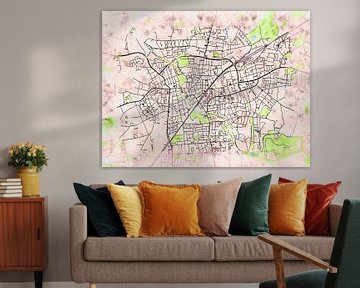 Map of Ahlen with the style 'Soothing Spring' by Maporia
