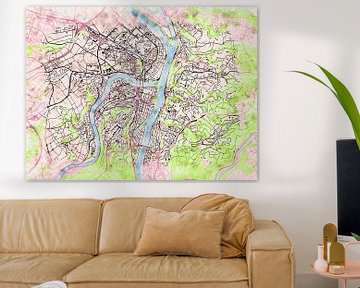 Kaart van Koblenz in de stijl 'Soothing Spring' van Maporia