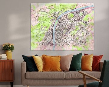 Map of Trier with the style 'Soothing Spring' by Maporia