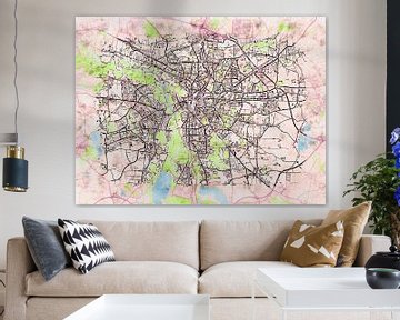 Map of Leipzig with the style 'Soothing Spring' by Maporia