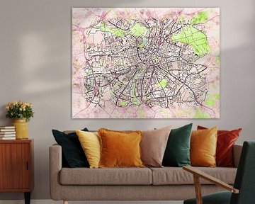 Map of Chemnitz with the style 'Soothing Spring' by Maporia