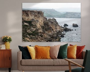 The rocks at the coastal line of Manikata and the Mediterranean by Werner Lerooy