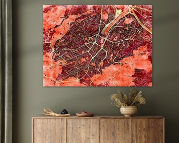 Map of Stuttgart with the style 'Amber Autumn' by Maporia